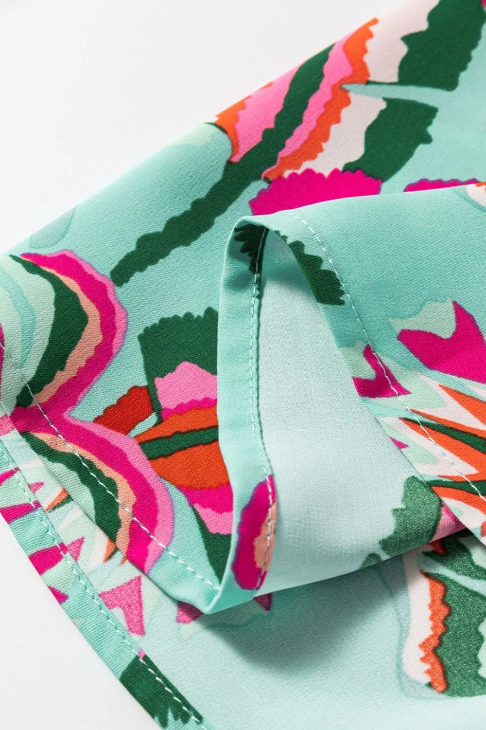 Abstract Print Lace-Up High Waist Buttoned Mini Dress – Trendsi | ClozArt