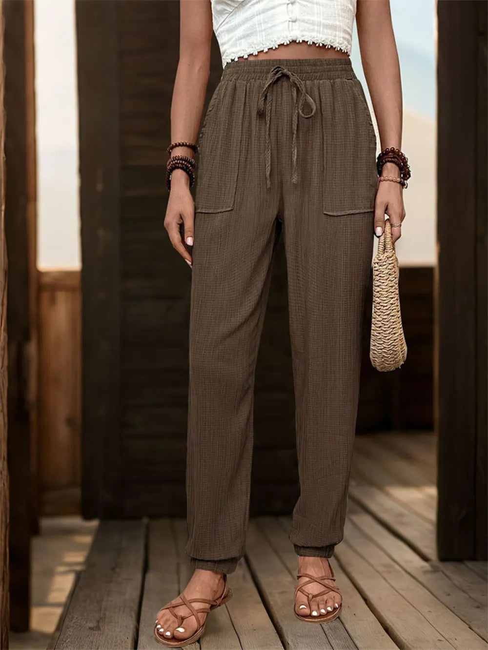 Perfee Textured High Waist Joggers – Trendsi | ClozArt