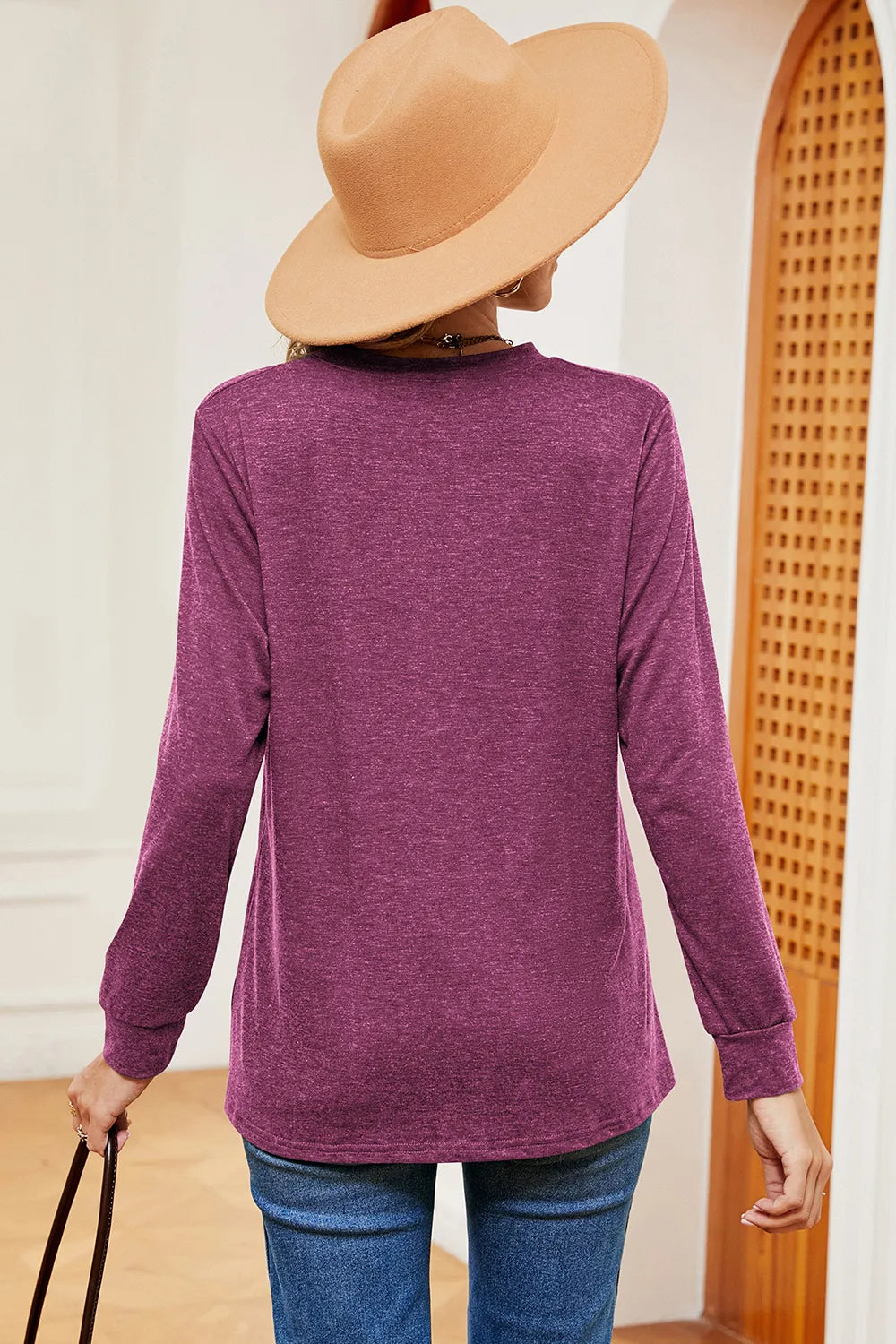 Notched Long Sleeve T-Shirt – Trendsi | ClozArt