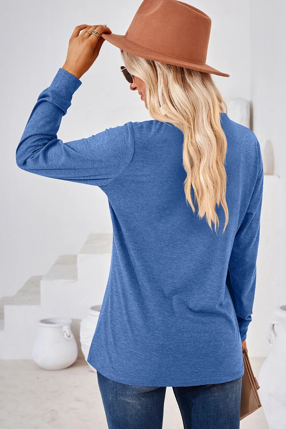 Notched Long Sleeve T-Shirt – Trendsi | ClozArt