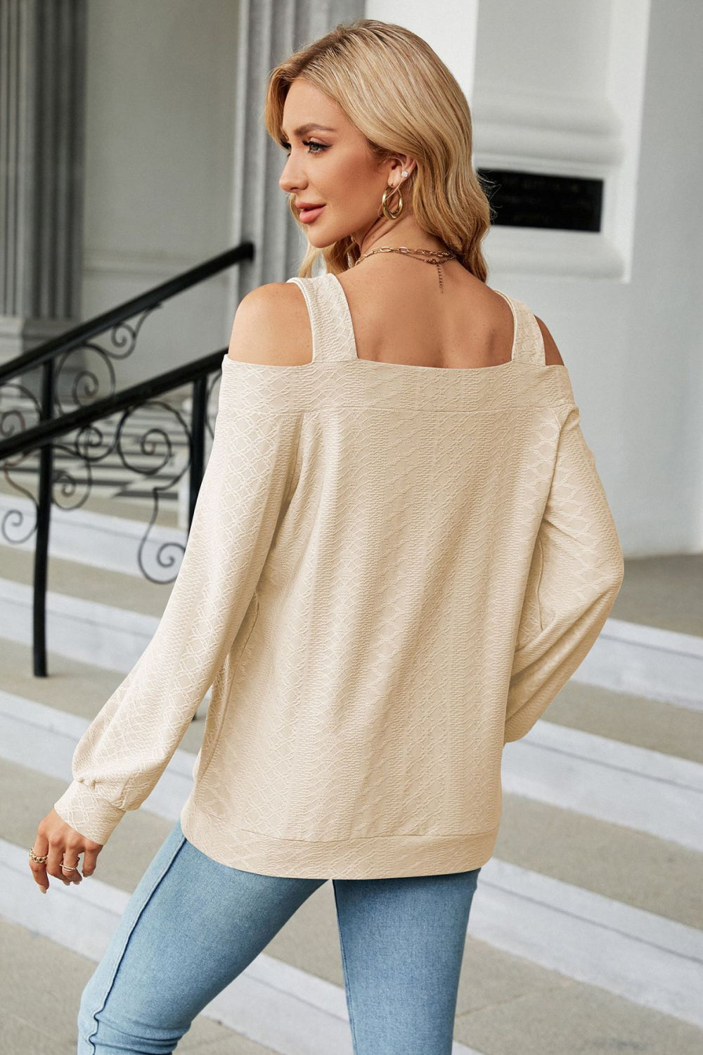 Cold Shoulder Square Neck Cutout Blouse – Trendsi | ClozArt