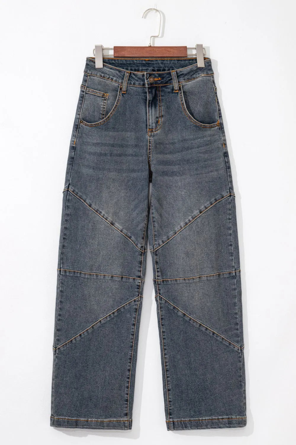 Exposed Stitching Loose Straight High Waist Jeans – Trendsi | ClozArt