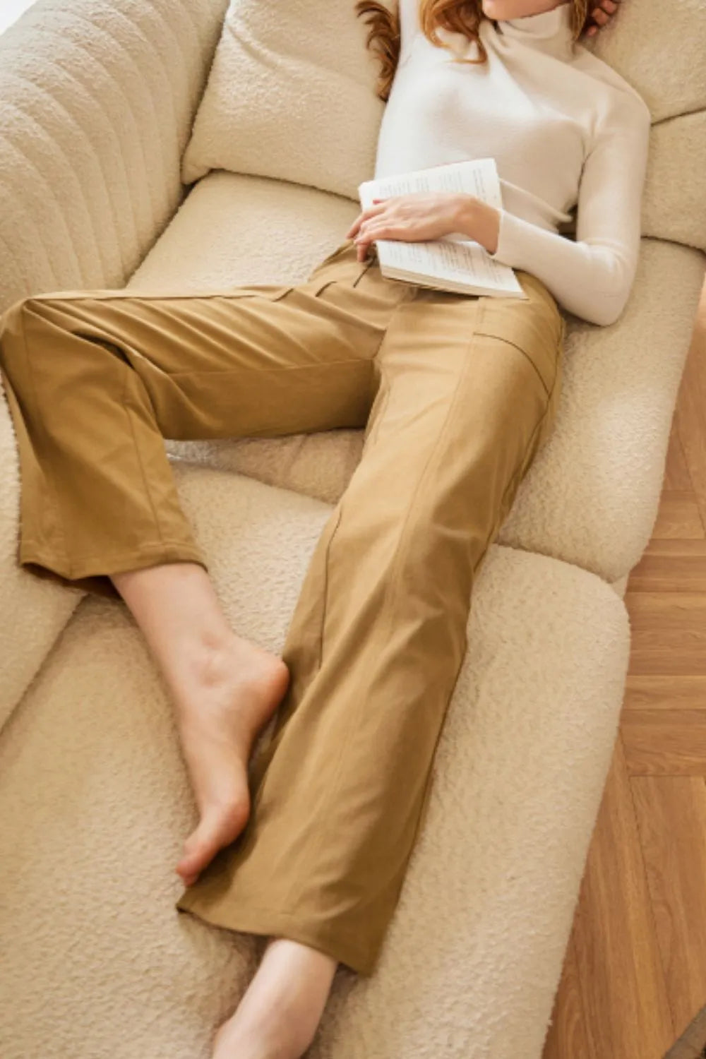 Half Elastic Waist Straight Pants – Trendsi | ClozArt