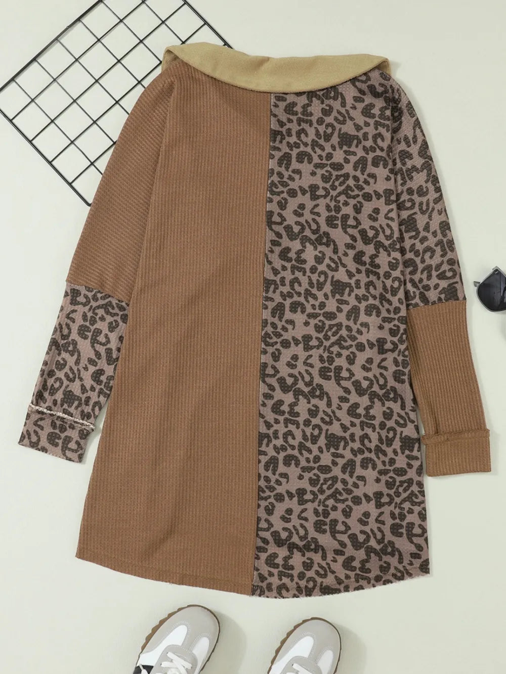 Half Button Leopard Collared Neck Blouse – Trendsi | ClozArt