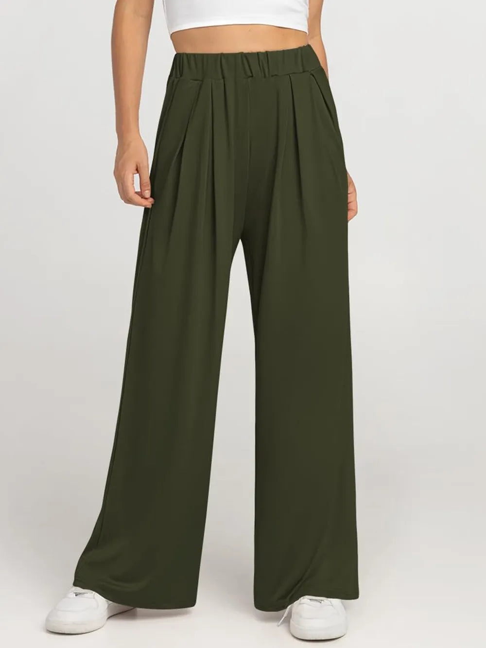 Elastic Waist Wide Leg Pants – Trendsi | ClozArt