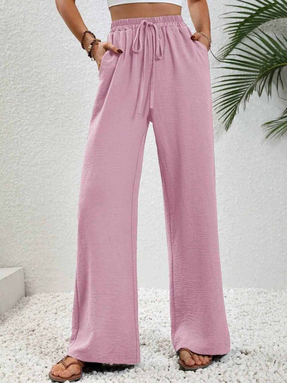 Wide Leg Drawstring Pants – Trendsi | ClozArt