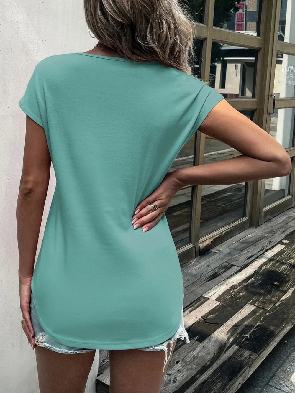 Lace Detail Half Zip Cap Sleeve T-Shirt – Trendsi | ClozArt