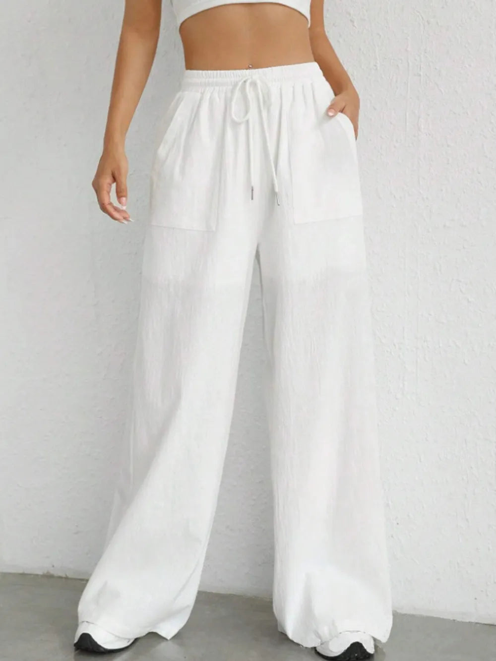 Drawstring Wide Leg Pants – Trendsi | ClozArt