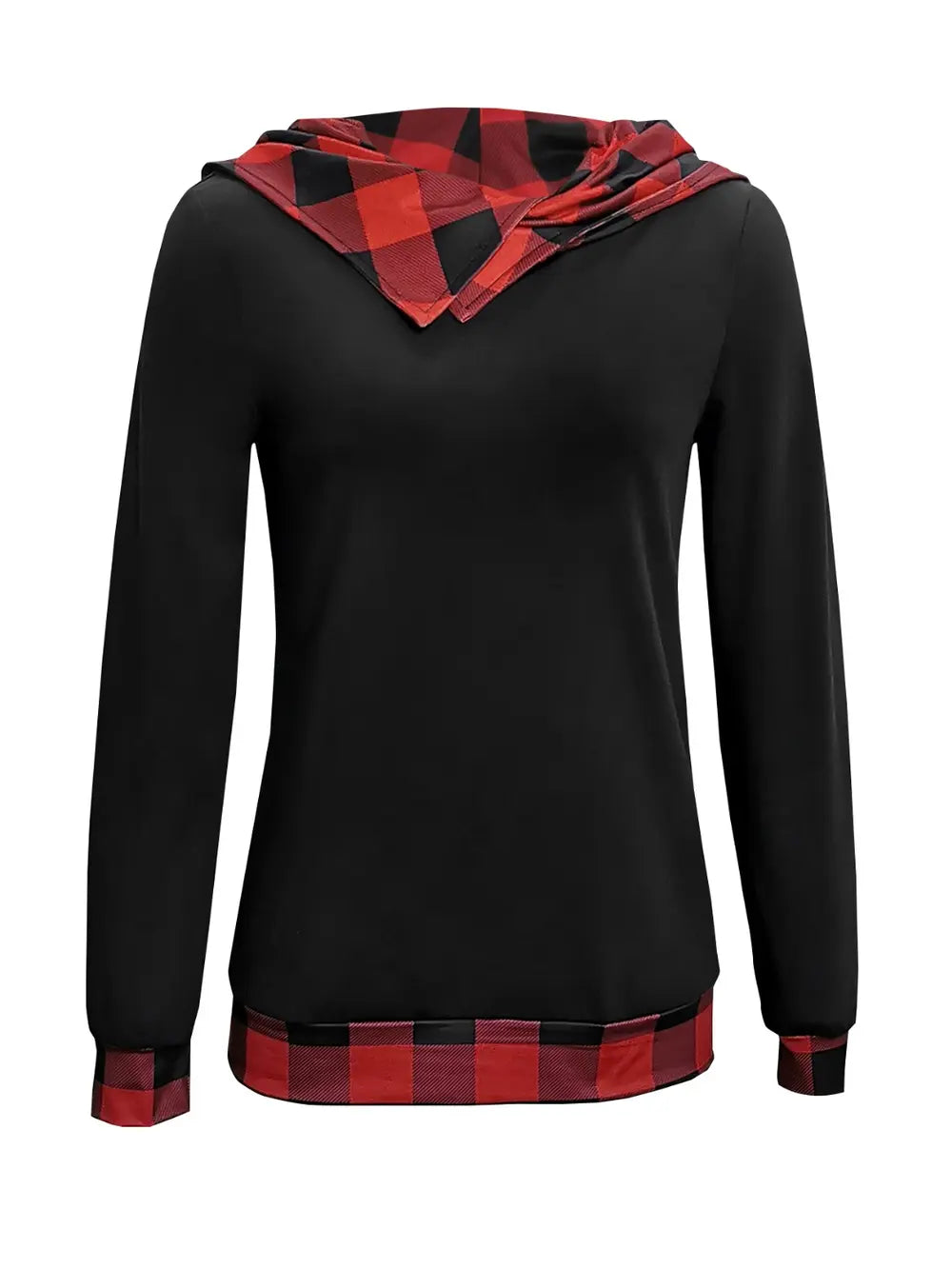 Plaid Long Sleeve Hooded Blouse – Trendsi | ClozArt