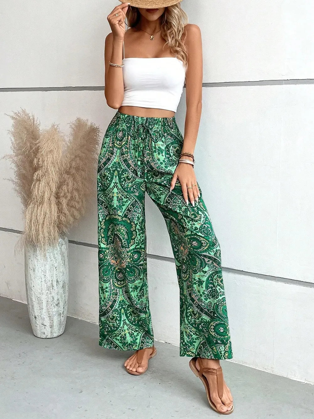 Printed Wide Leg Pants – Trendsi | ClozArt