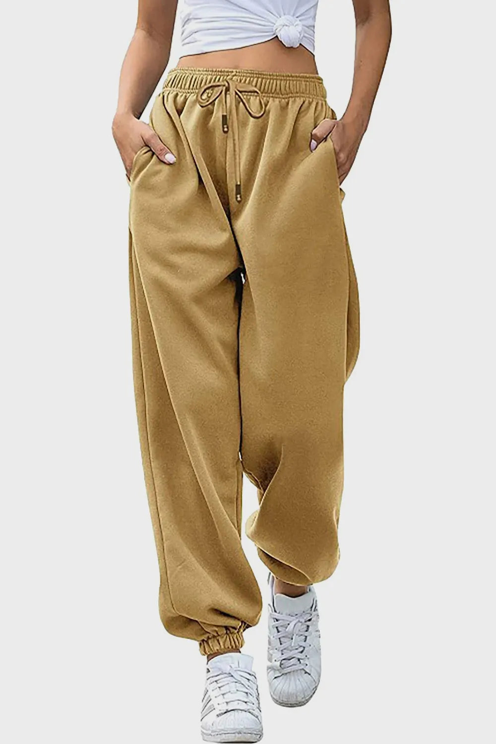 Elastic Waist Joggers with Pockets – Trendsi | ClozArt