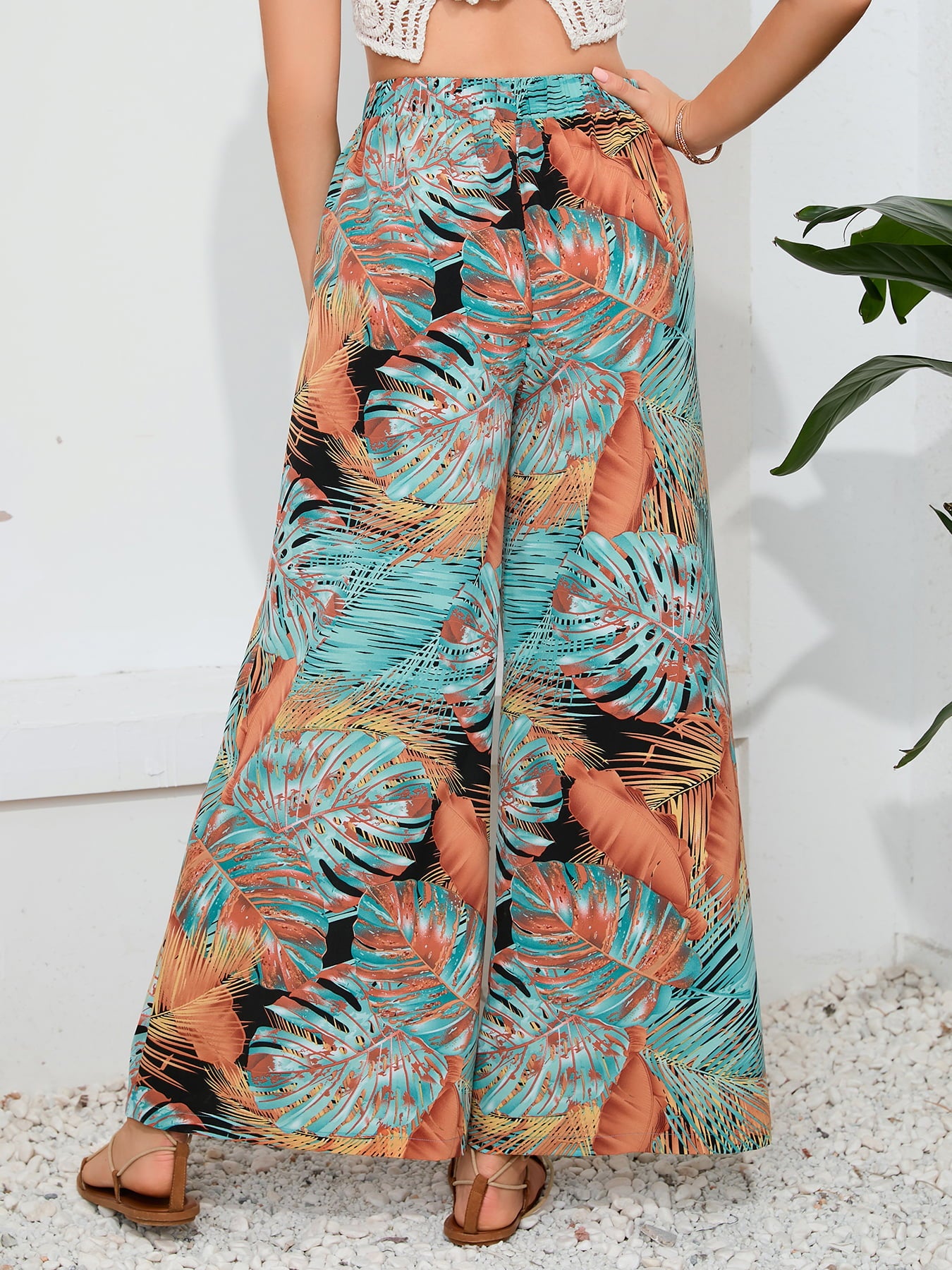 Printed Split Wide Leg Long Pants – Trendsi | ClozArt