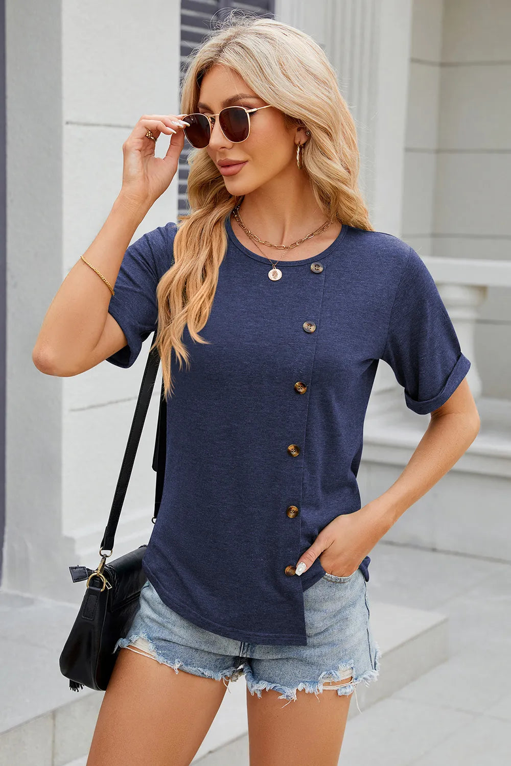 Round Neck Short Sleeve T-Shirt – Trendsi | ClozArt