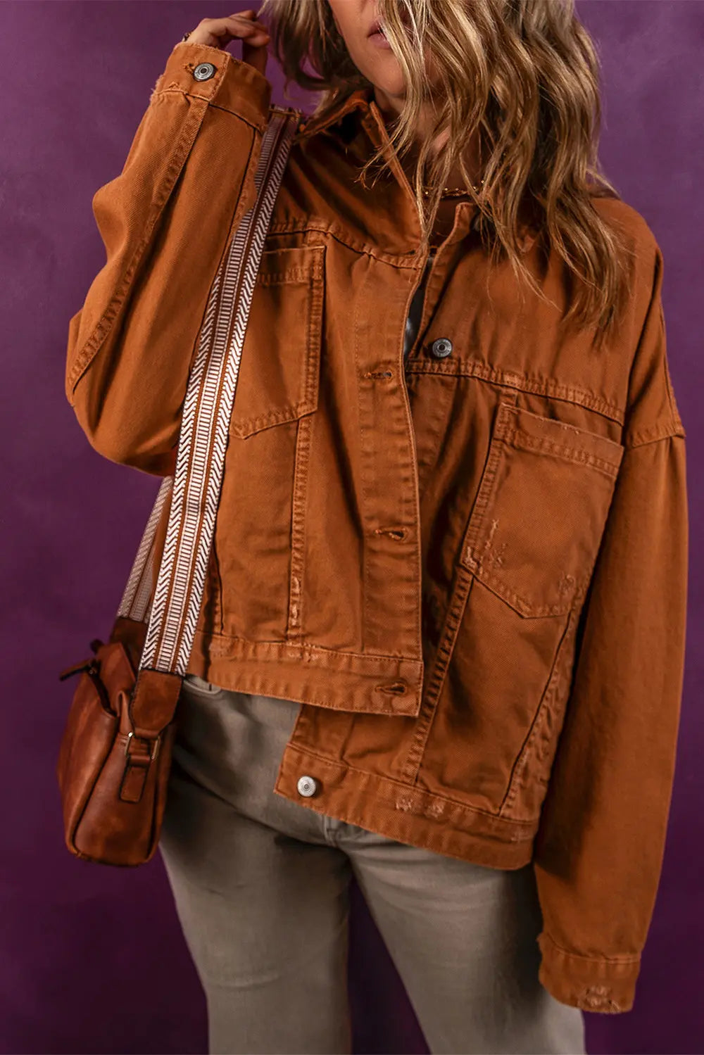 Collared Neck Button-Up Denim Jacket – Trendsi | ClozArt