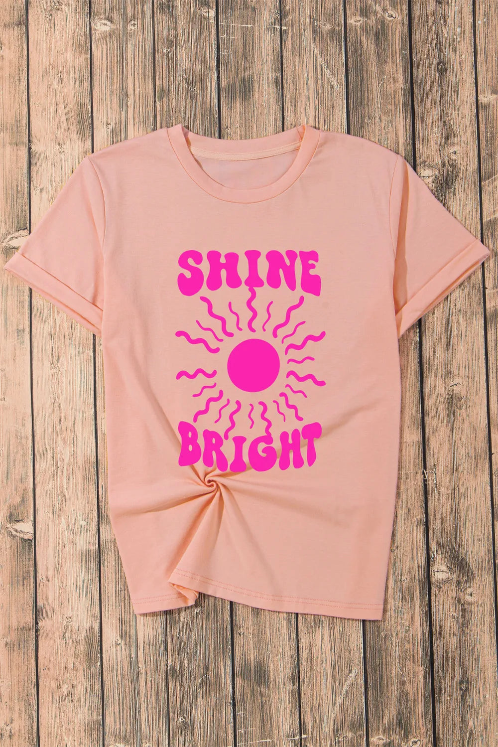 SHINE BRIGHT Round Neck Short Sleeve T-Shirt – Trendsi | ClozArt