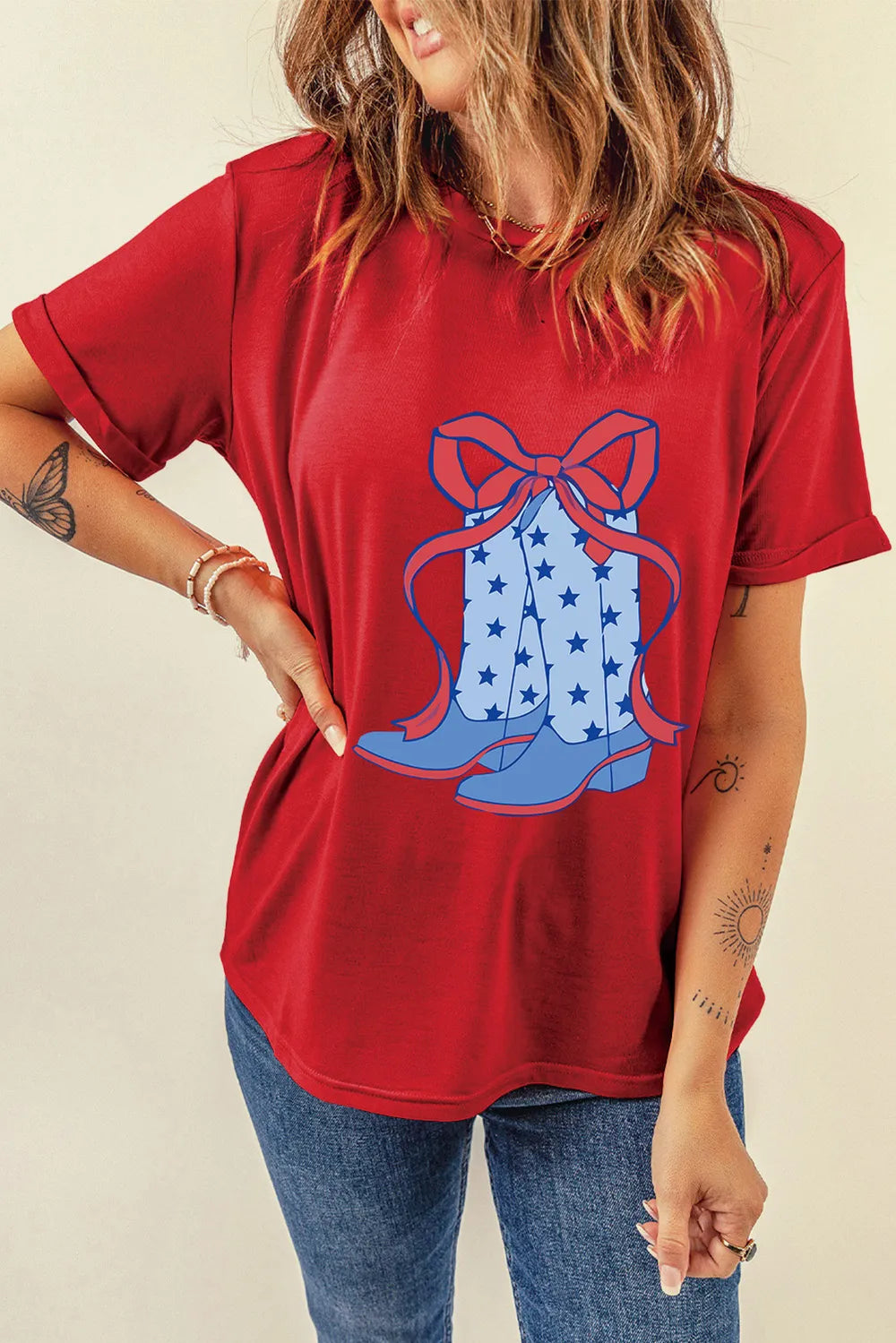 Boot Graphic Round Neck Short Sleeve T-Shirt – Trendsi | ClozArt