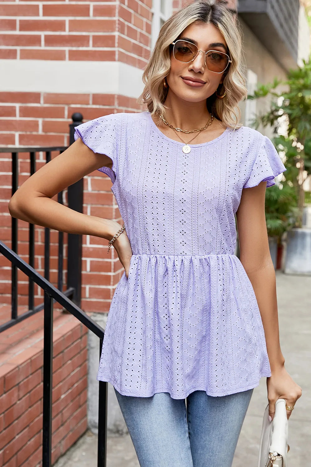 Tied Ruffled Round Neck Peplum T-Shirt – Trendsi | ClozArt