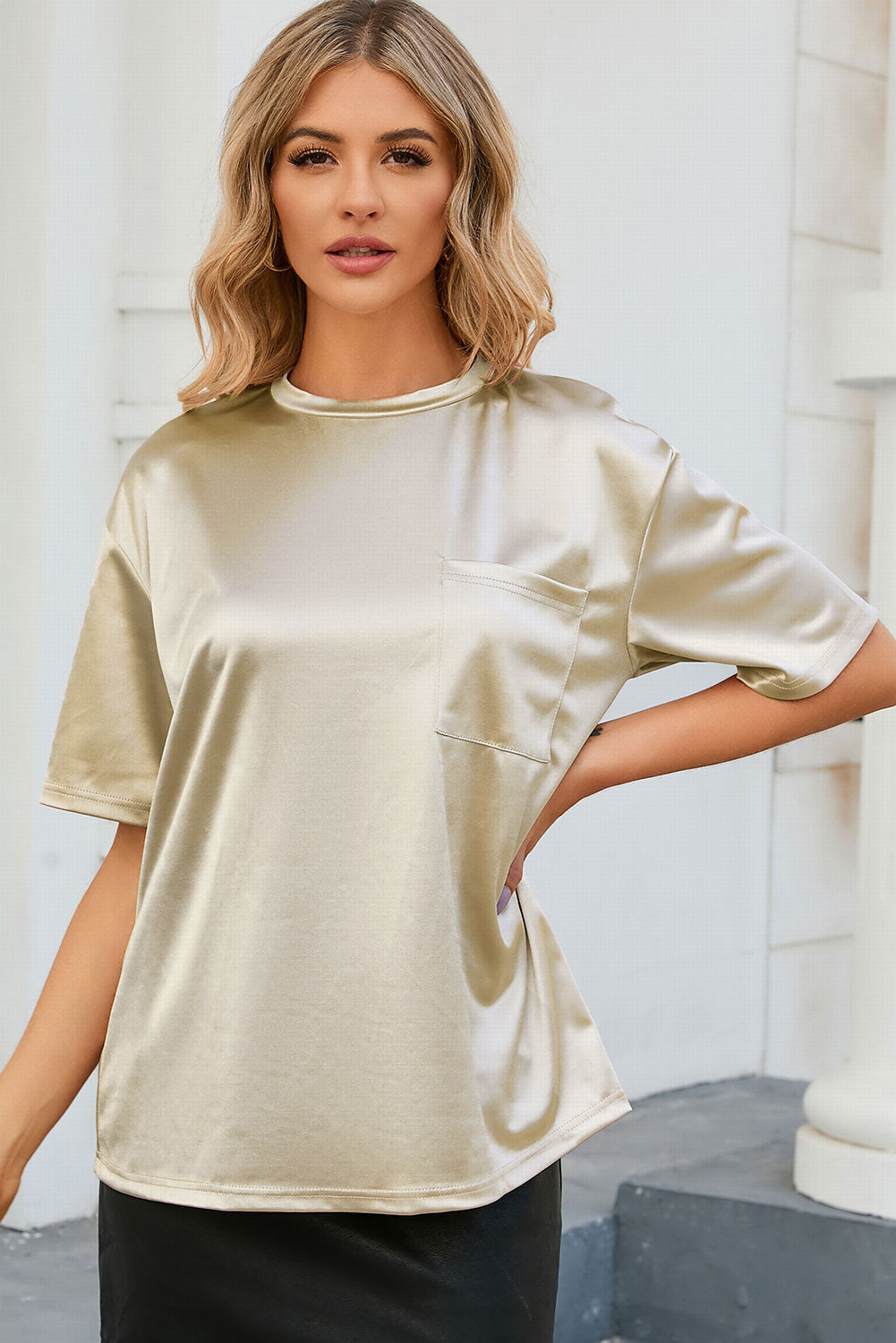 Round Neck Dropped Shoulder Top – Trendsi | ClozArt