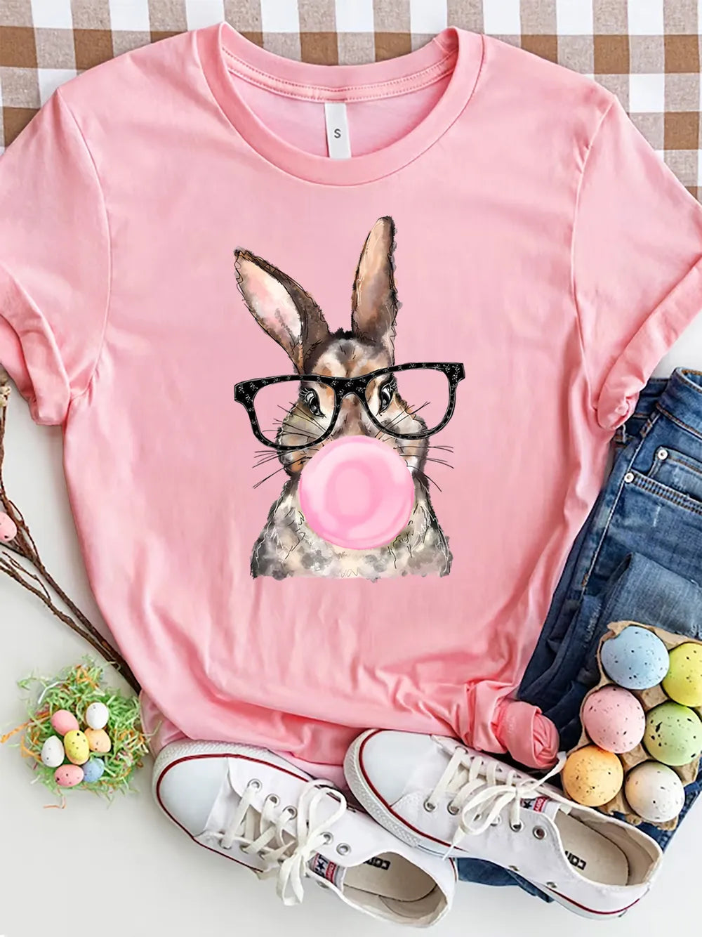 Rabbit Round Neck Short Sleeve T-Shirt – Trendsi | ClozArt