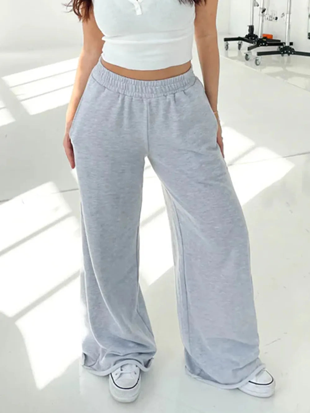 Elastic Waist Wide Leg Pants – Trendsi | ClozArt
