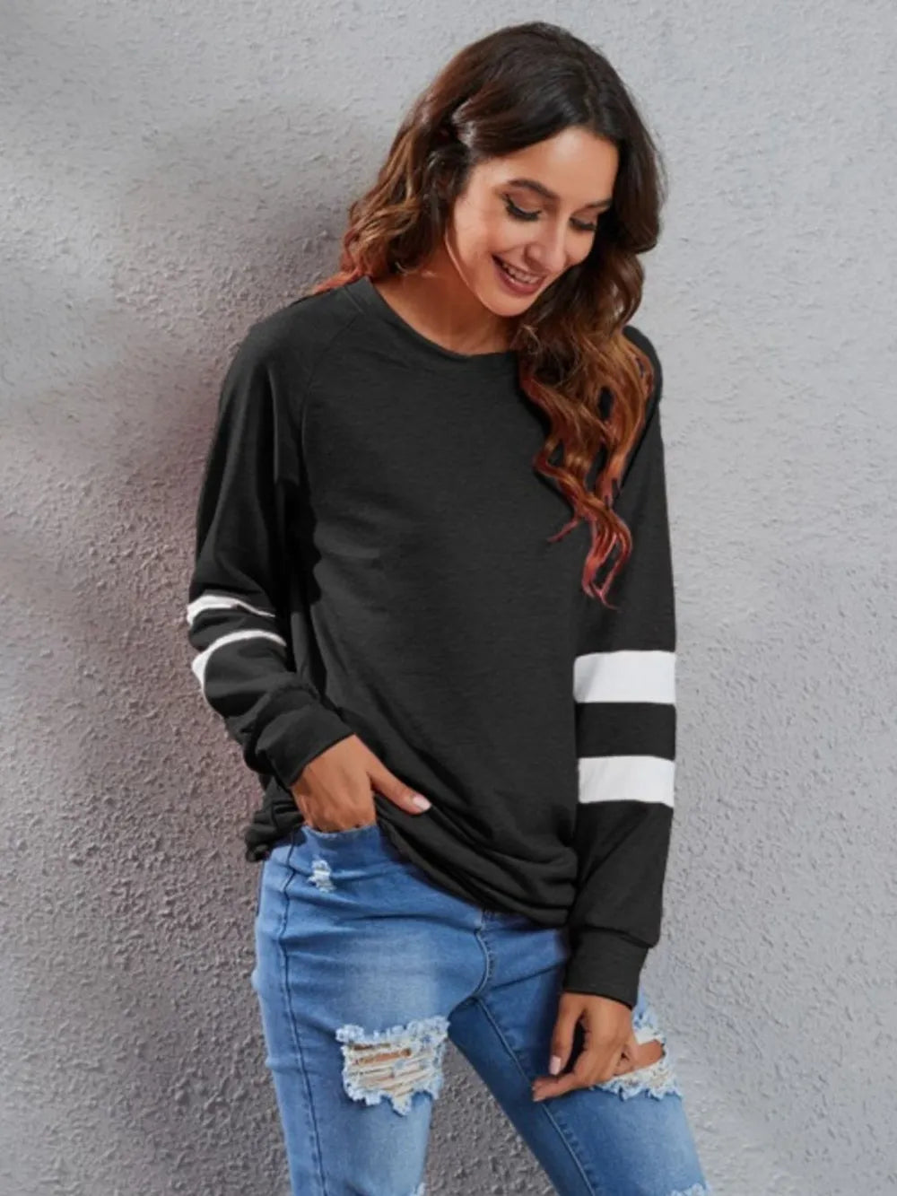 Full Size Striped Round Neck Long Sleeve T-Shirt – Trendsi | ClozArt