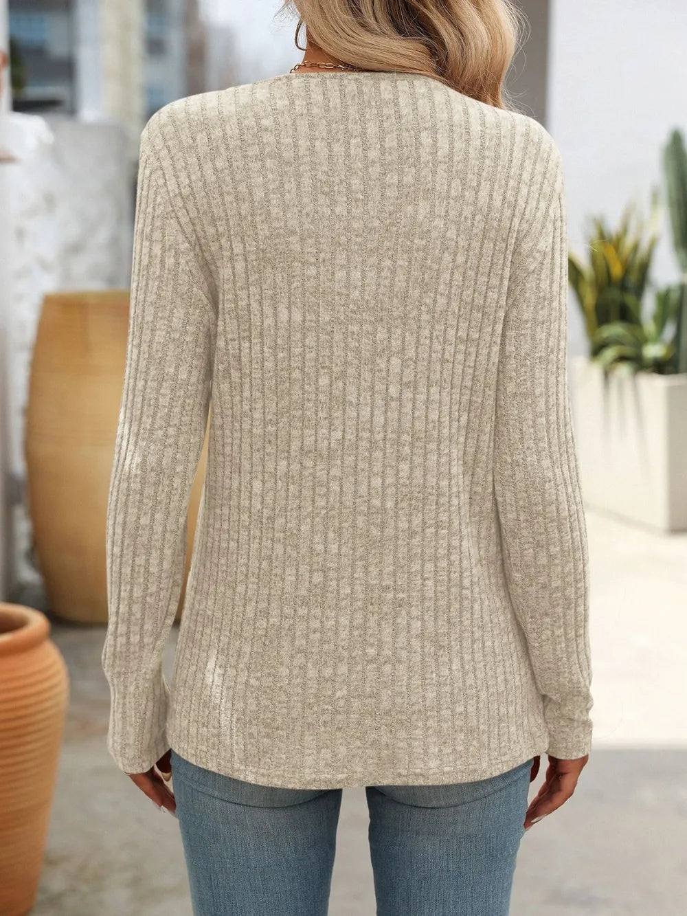Mandy Square Neck Long Sleeve T-Shirt – Trendsi | ClozArt