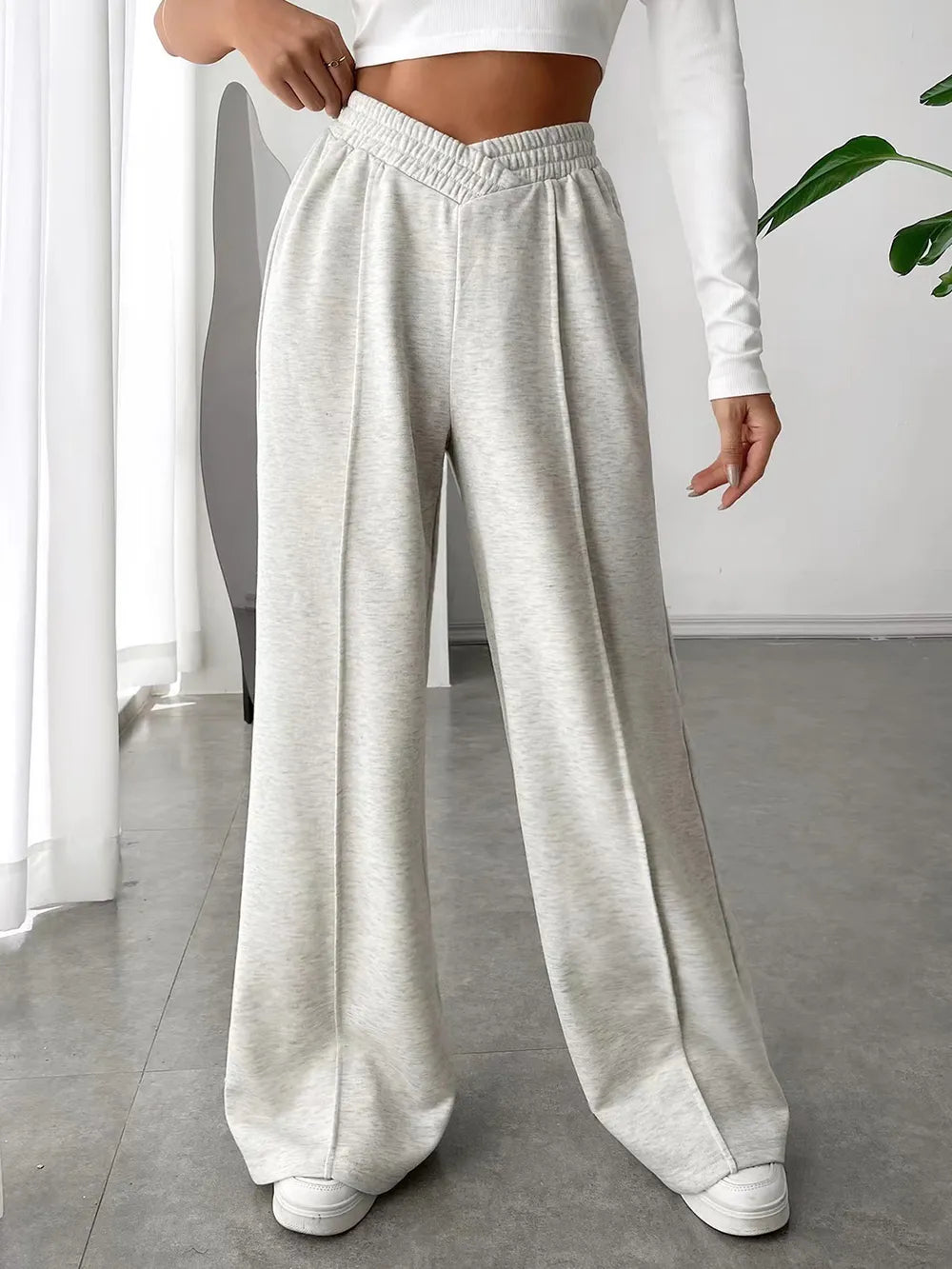 Elastic Waist Wide Leg Pants – Trendsi | ClozArt