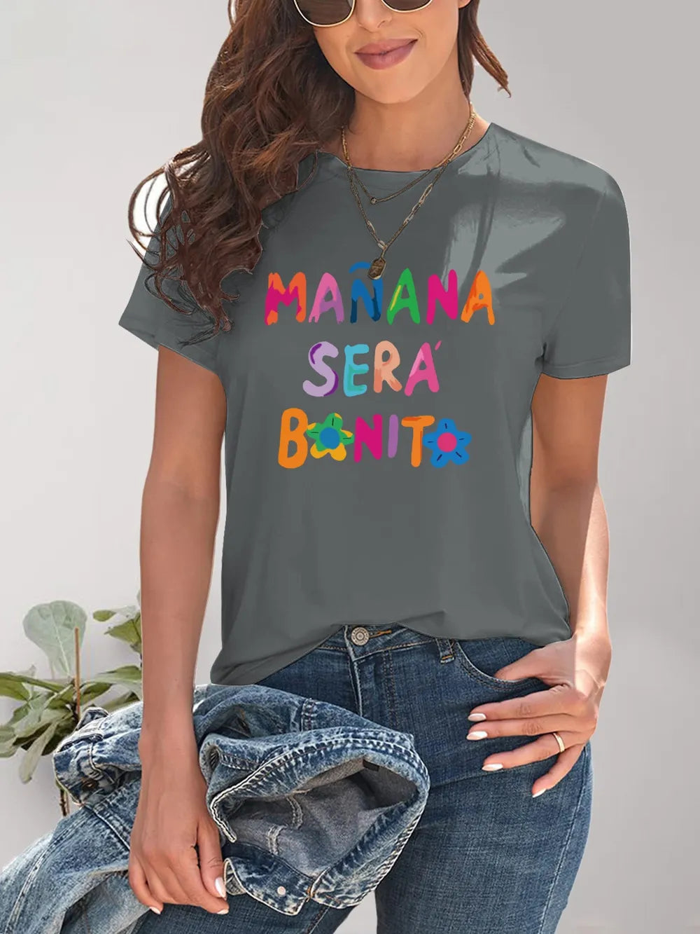 Letter Graphic Round Neck Short Sleeve T-Shirt – Trendsi | ClozArt
