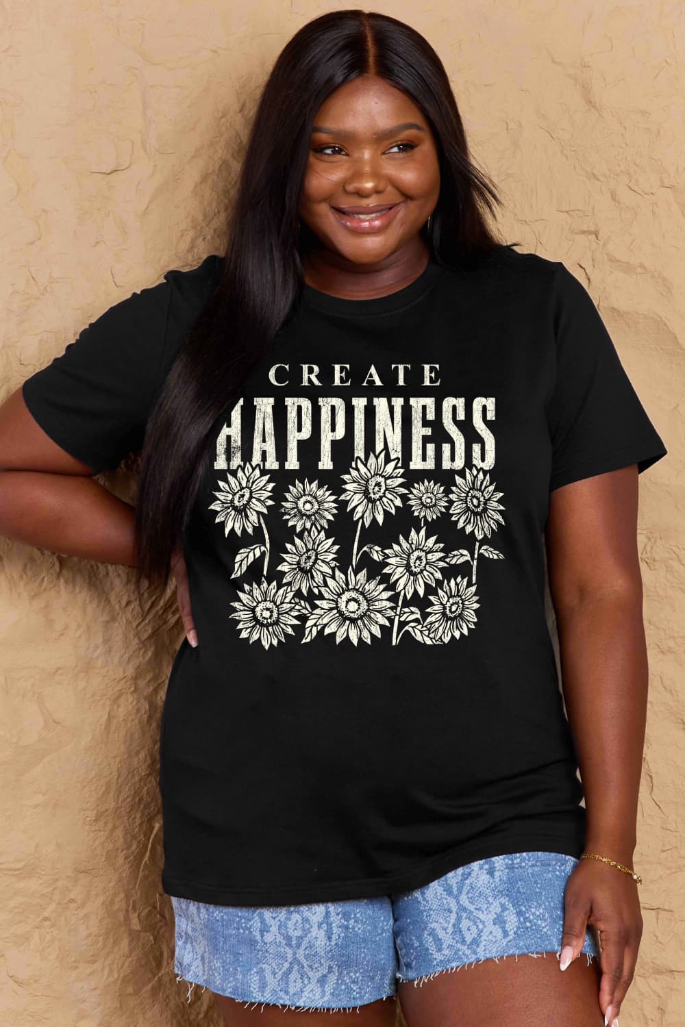Simply Love Full Size CREATE HAPPINESS Graphic Cotton T-Shirt – Trendsi | ClozArt