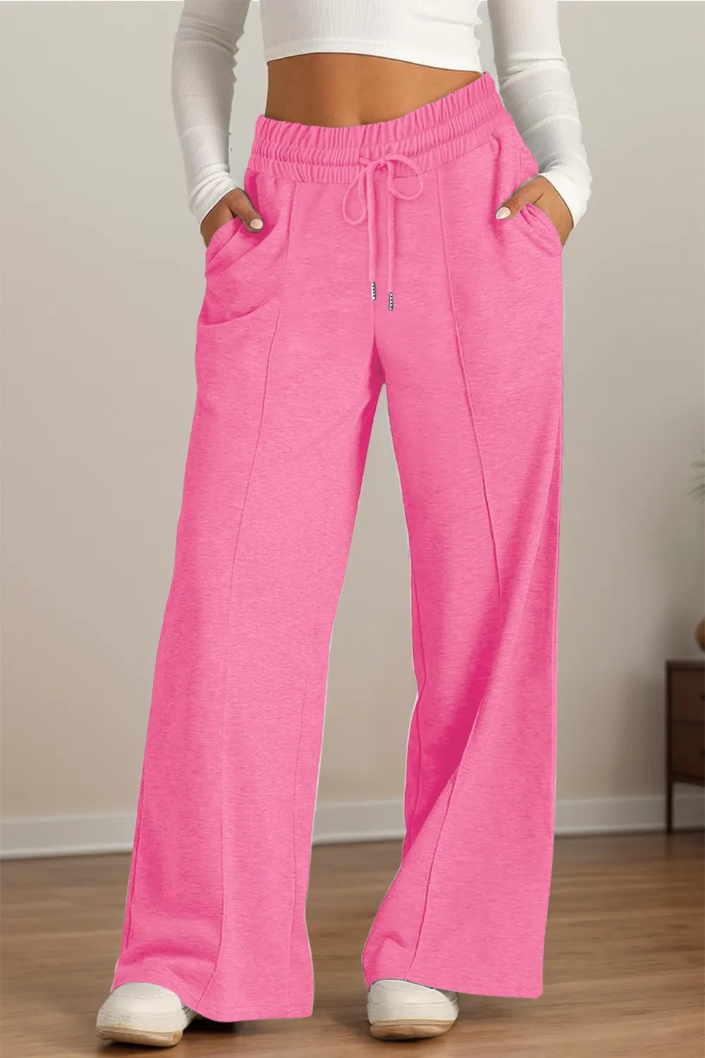 Drawstring Elastic Waist Wide Leg Pants – Trendsi | ClozArt