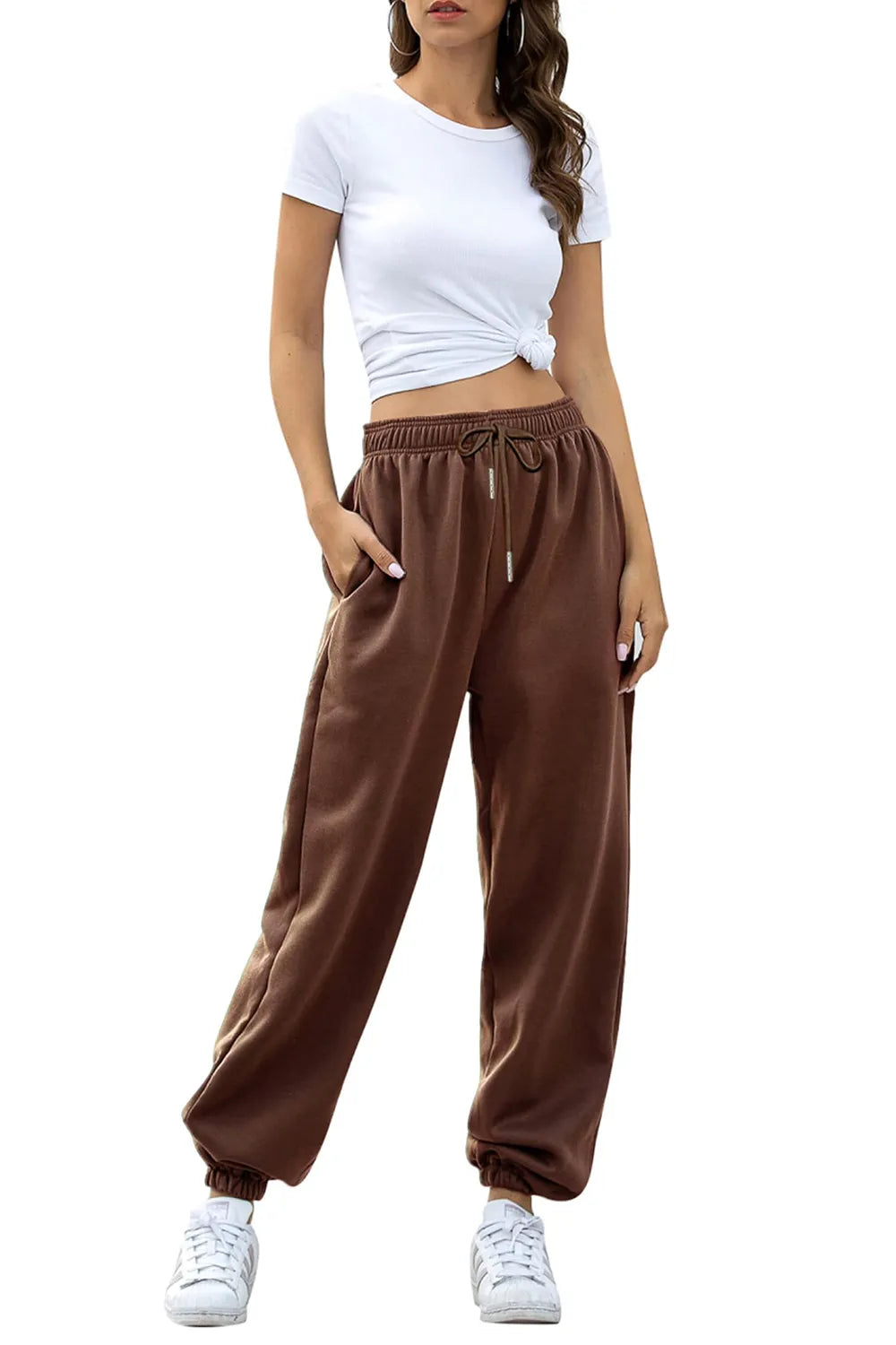 Elastic Waist Joggers with Pockets – Trendsi | ClozArt