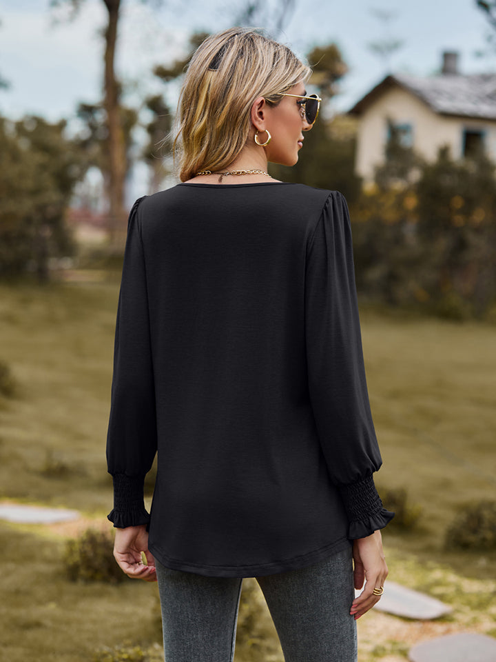 Puff Sleeve Pleated Blouse – Trendsi | ClozArt