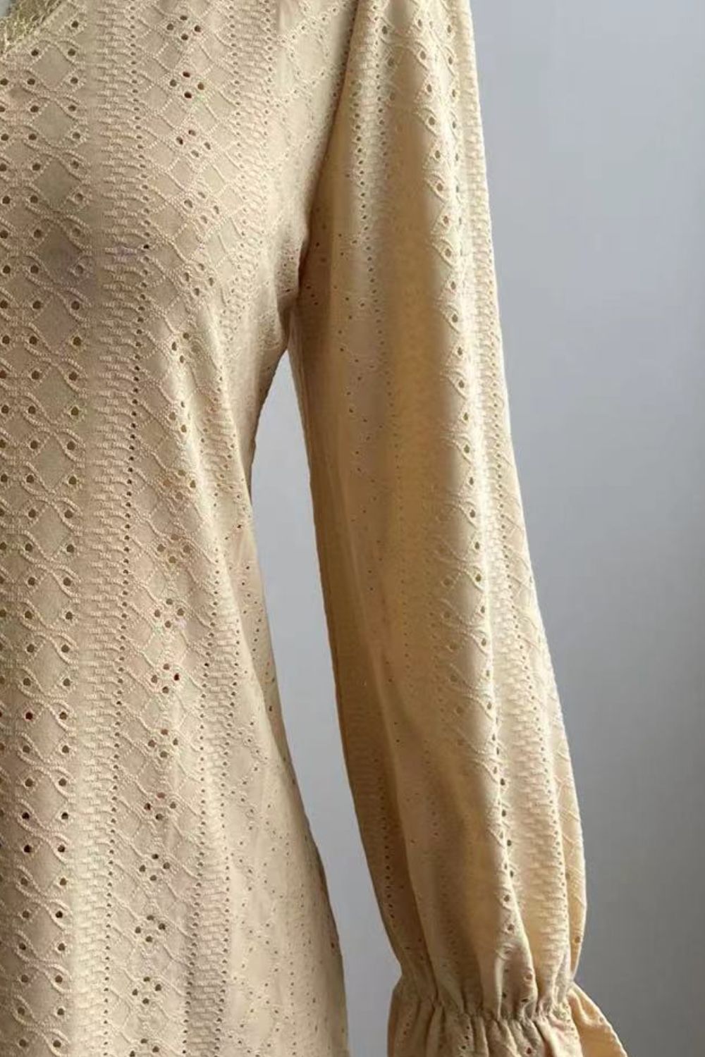 Eyelet V-Neck Flounce Sleeve Blouse – Trendsi | ClozArt