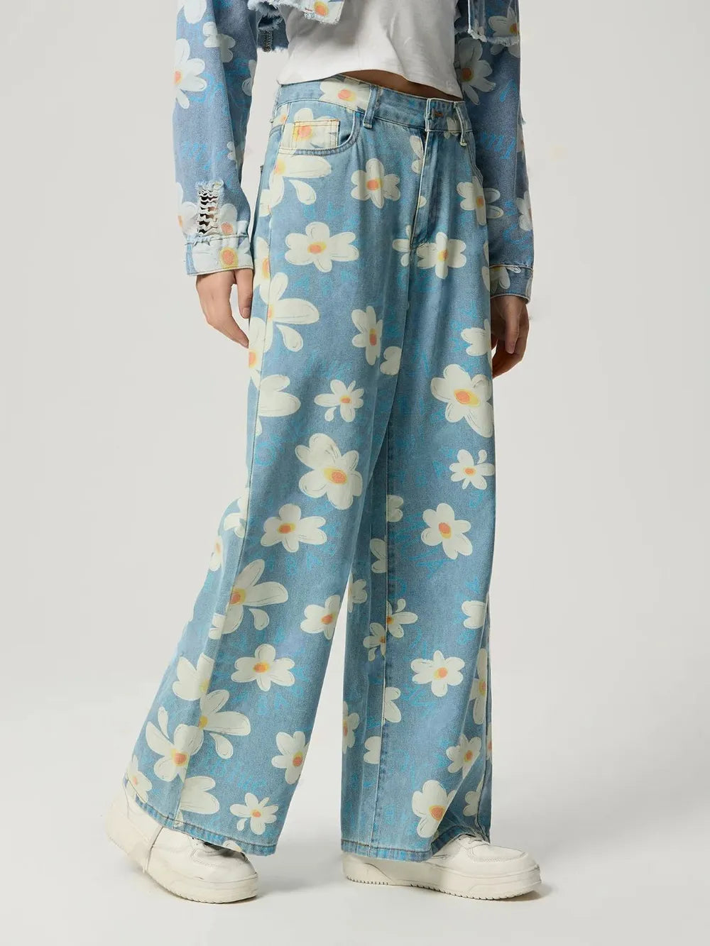 Pocketed Floral Wide Leg Jeans – Trendsi | ClozArt