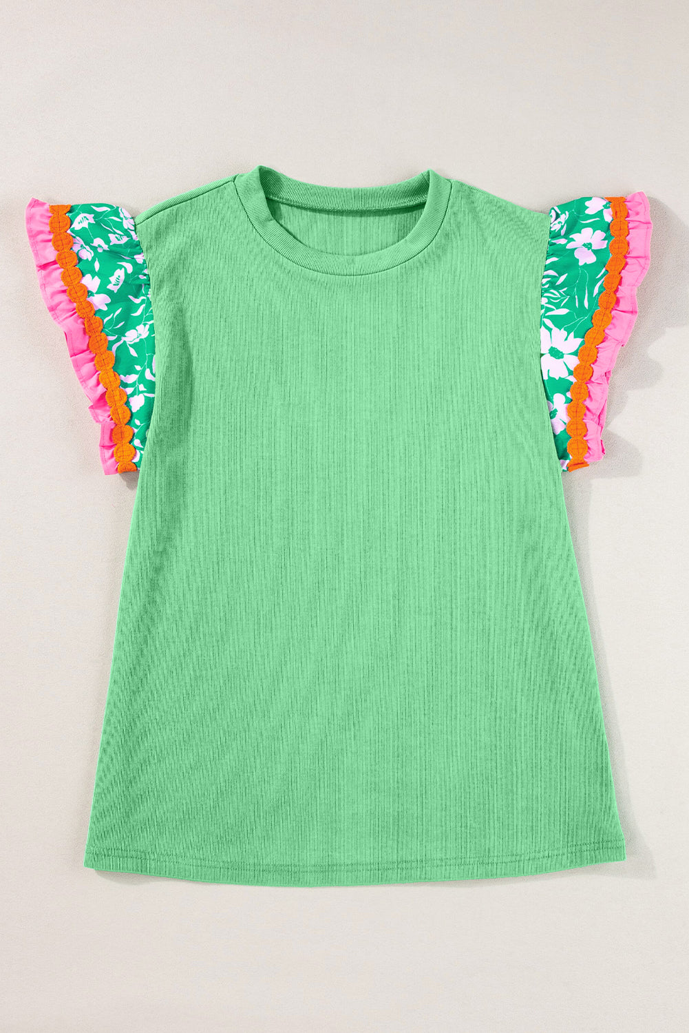Light Green Ricrac Applique Floral Sleeve Textured Blouse – Shewin | ClozArt