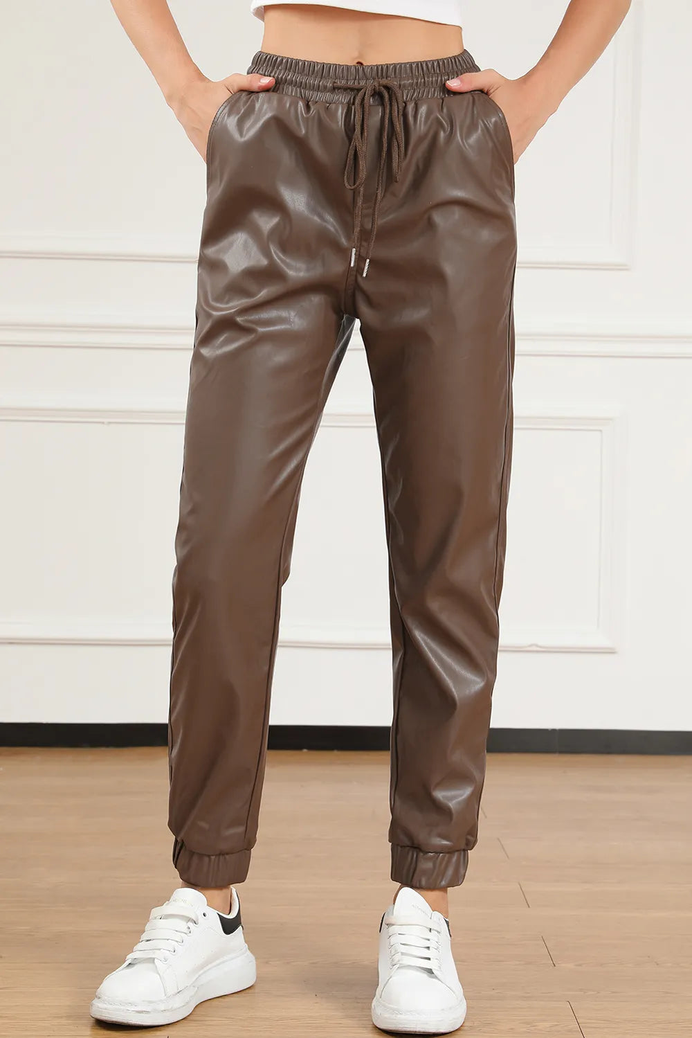Drawstring PU Leather Pants – Trendsi | ClozArt