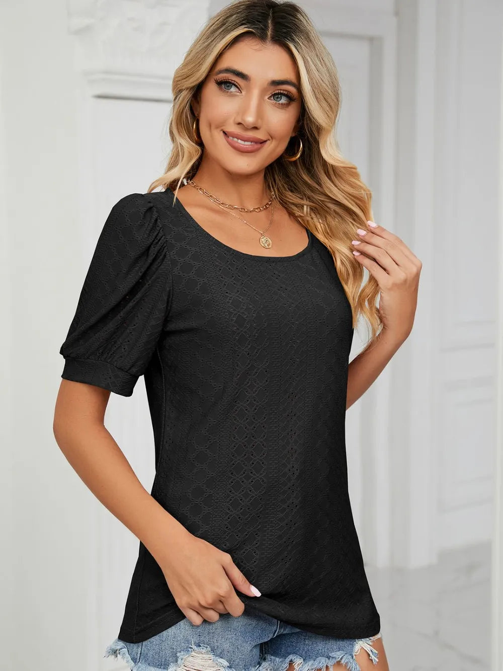 Ruched Notched Long Sleeve T-Shirt – Trendsi | ClozArt