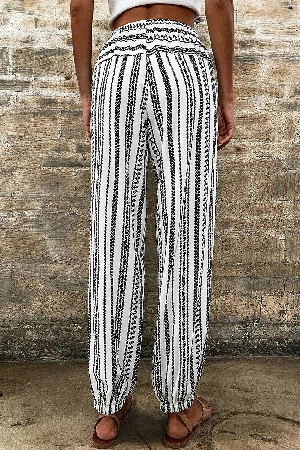 Printed Elastic Waist Pants – Trendsi | ClozArt