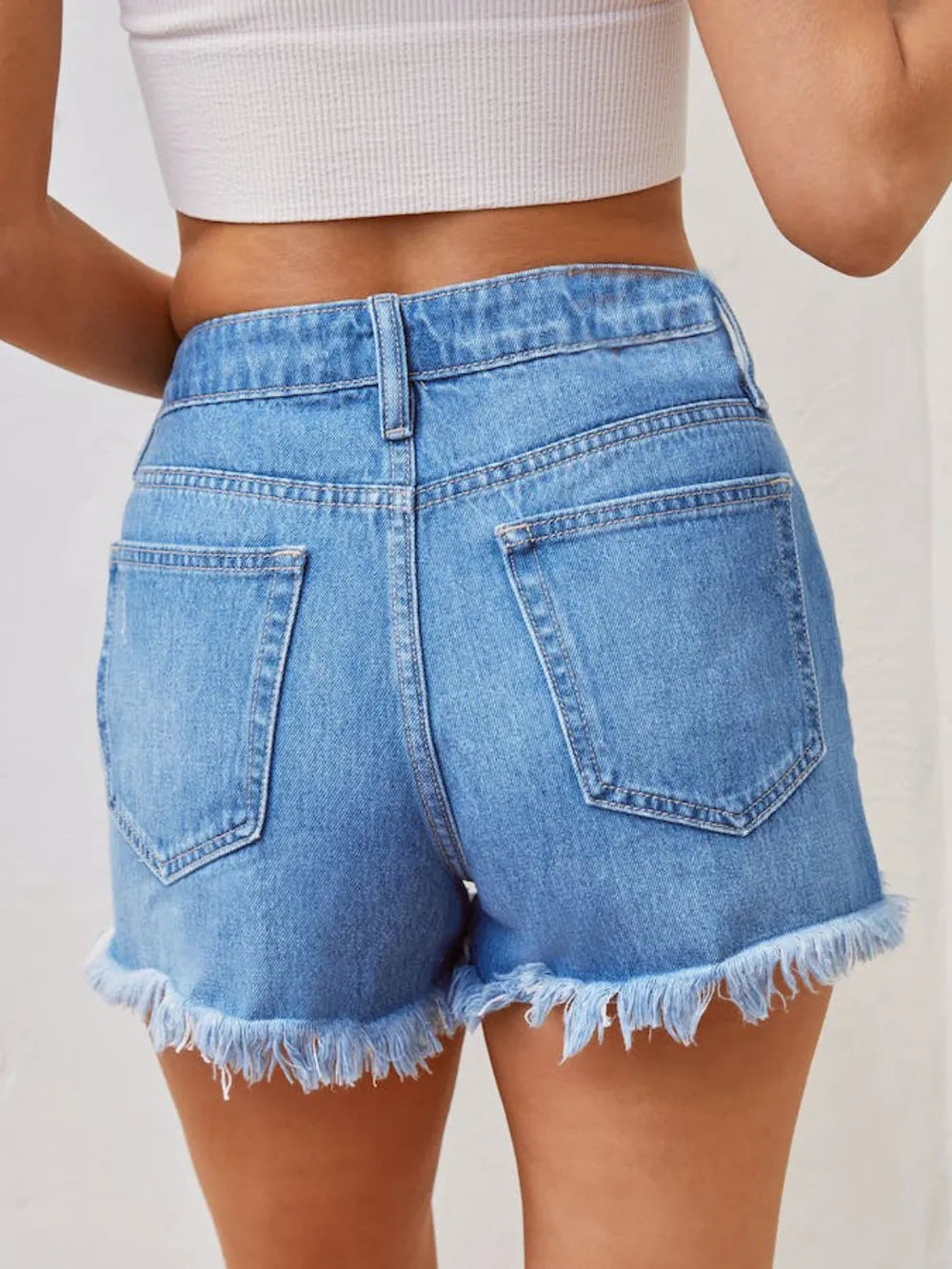 Distressed Raw Hem Denim Shorts – Trendsi | ClozArt