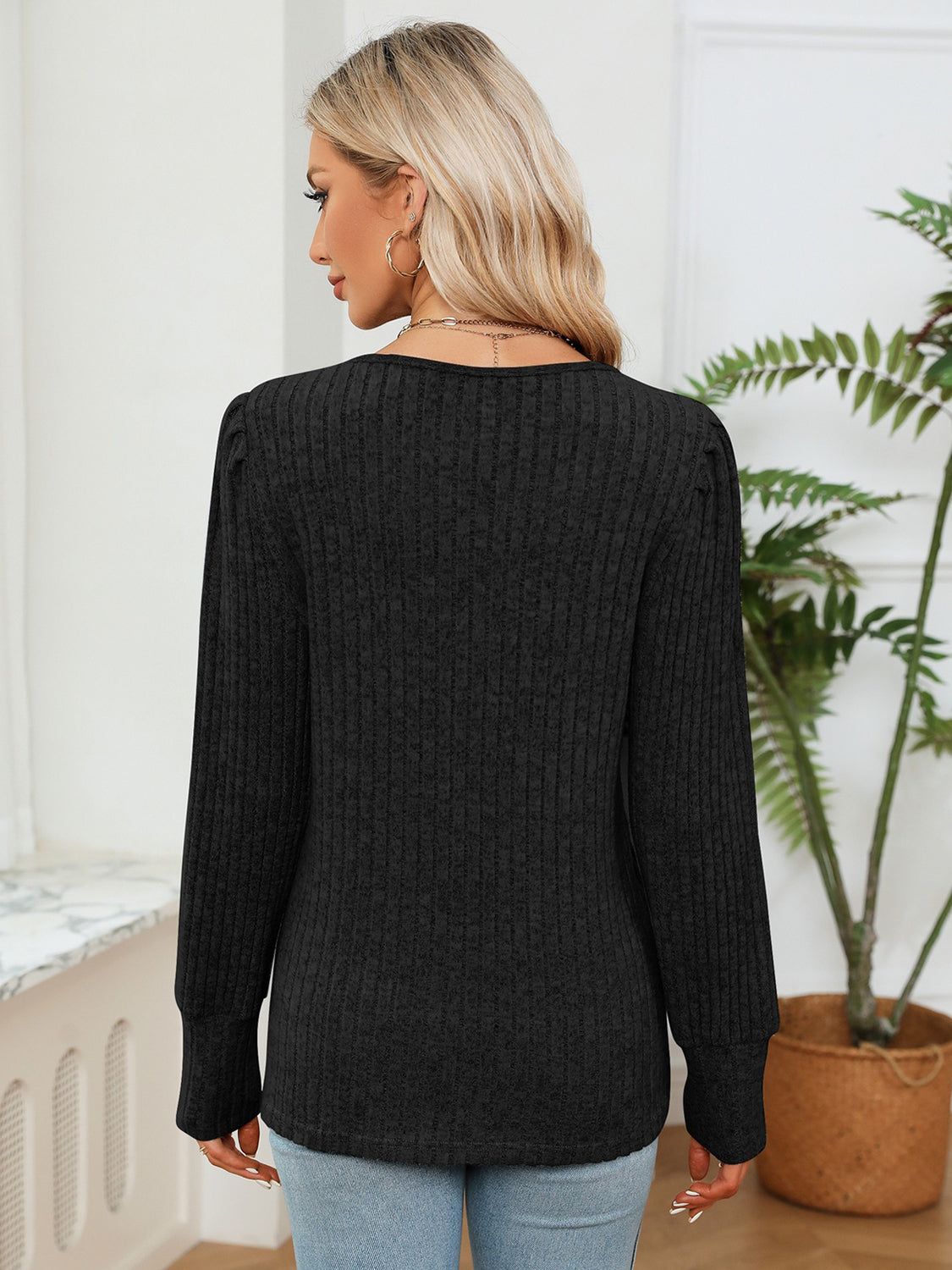 Lace Detail V-Neck Ribbed Blouse – Trendsi | ClozArt