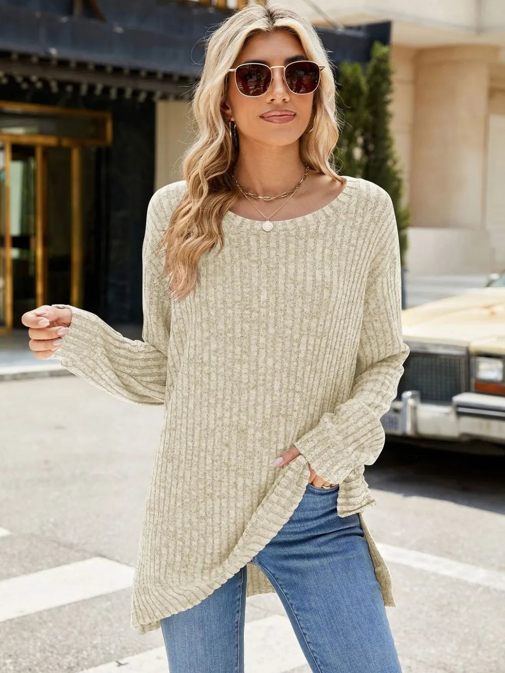 Round Neck Long Sleeve T-Shirt – Trendsi | ClozArt