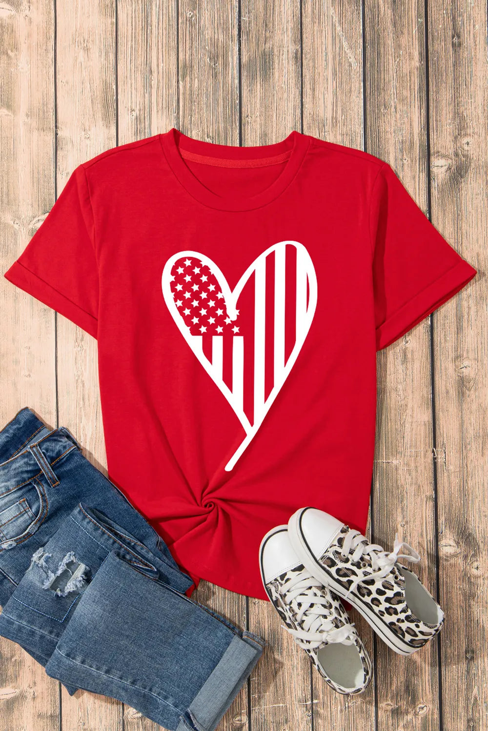 Heart Round Neck Short Sleeve T-Shirt – Trendsi | ClozArt