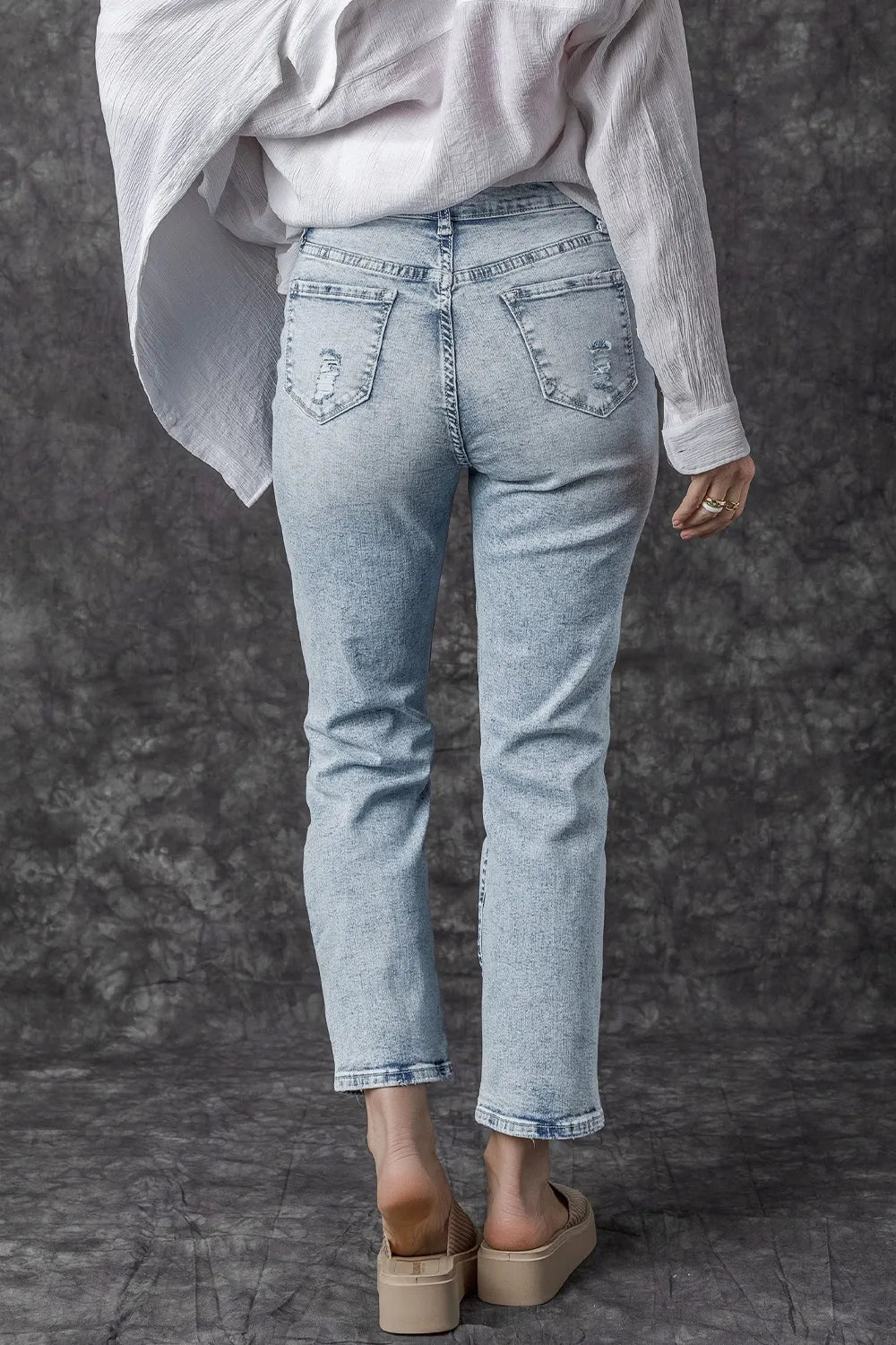Distressed High Waist Jeans – Trendsi | ClozArt