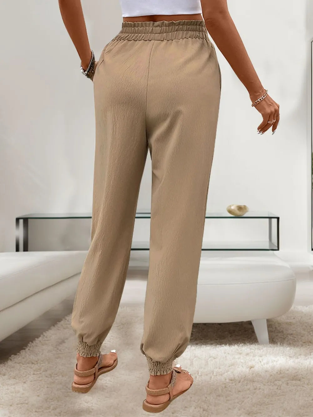 Perfee Tied Elastic Waist Pants with Pockets – Trendsi | ClozArt
