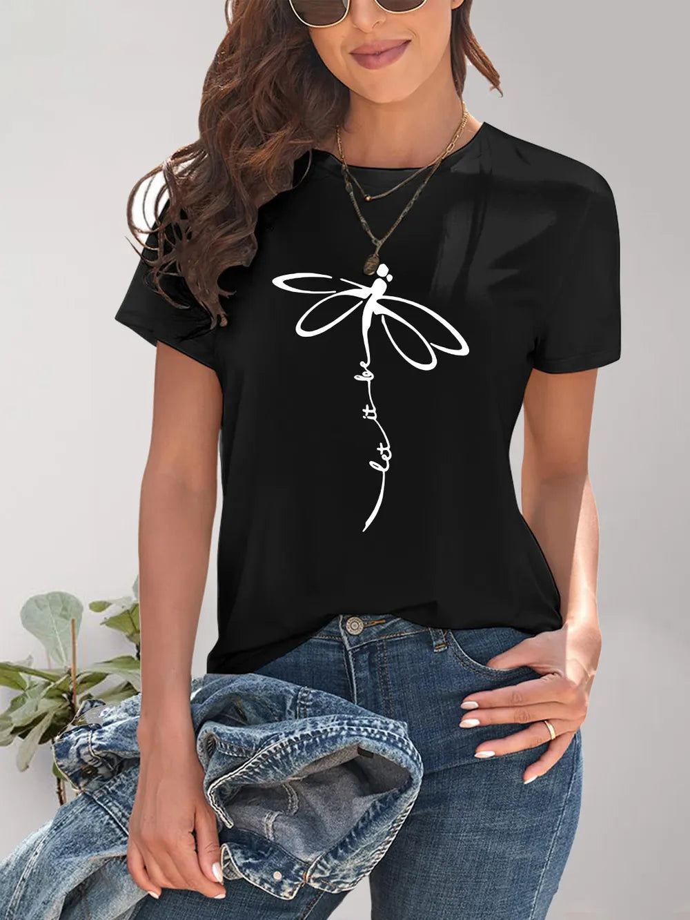 Dragonfly Graphic Round Neck Short Sleeve T-Shirt – Trendsi | ClozArt