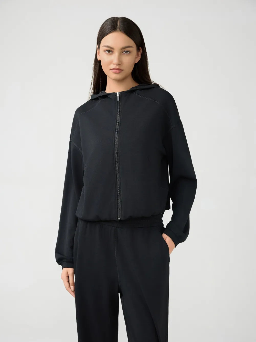 Millennia Zip Up Dropped Shouder Active Hooded – Trendsi | ClozArt