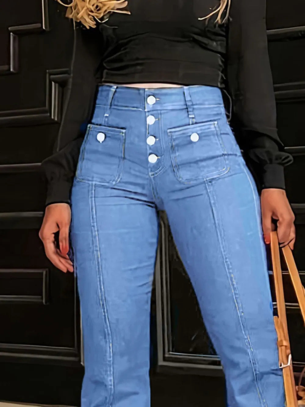 Button Fly High Waist Flare Jeans – Trendsi | ClozArt