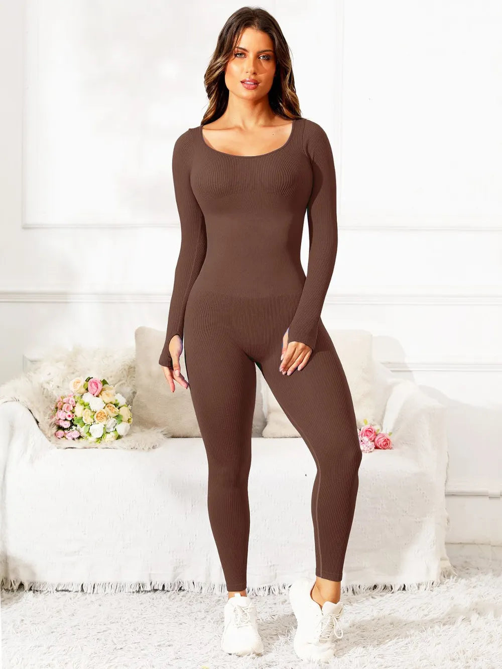 Scoop Neck Long Sleeve Active Jumpsuit – Trendsi | ClozArt