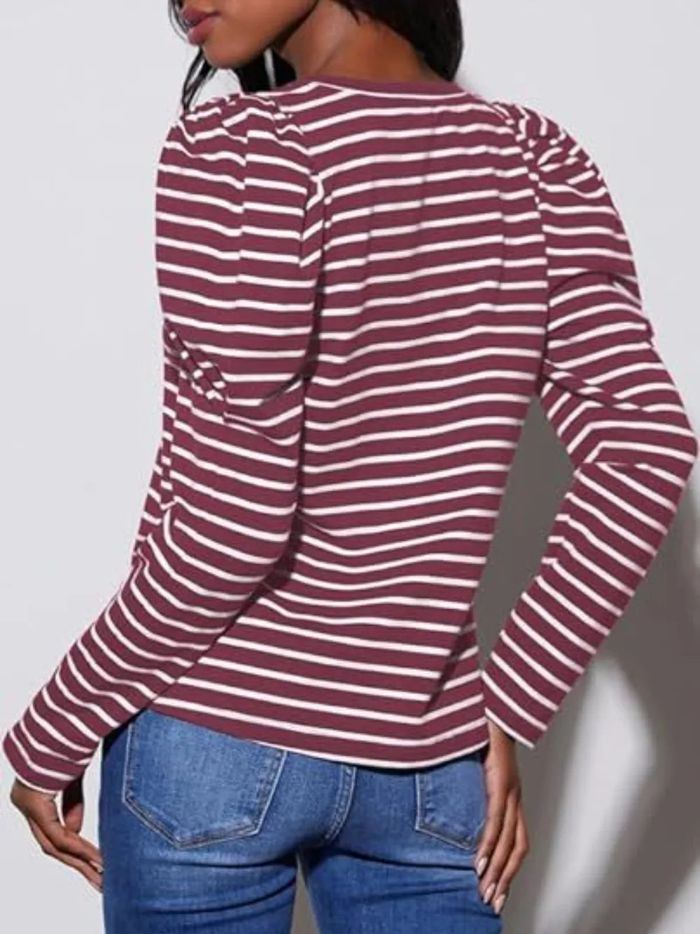 Striped Round Neck Long Sleeve T-Shirt – Trendsi | ClozArt