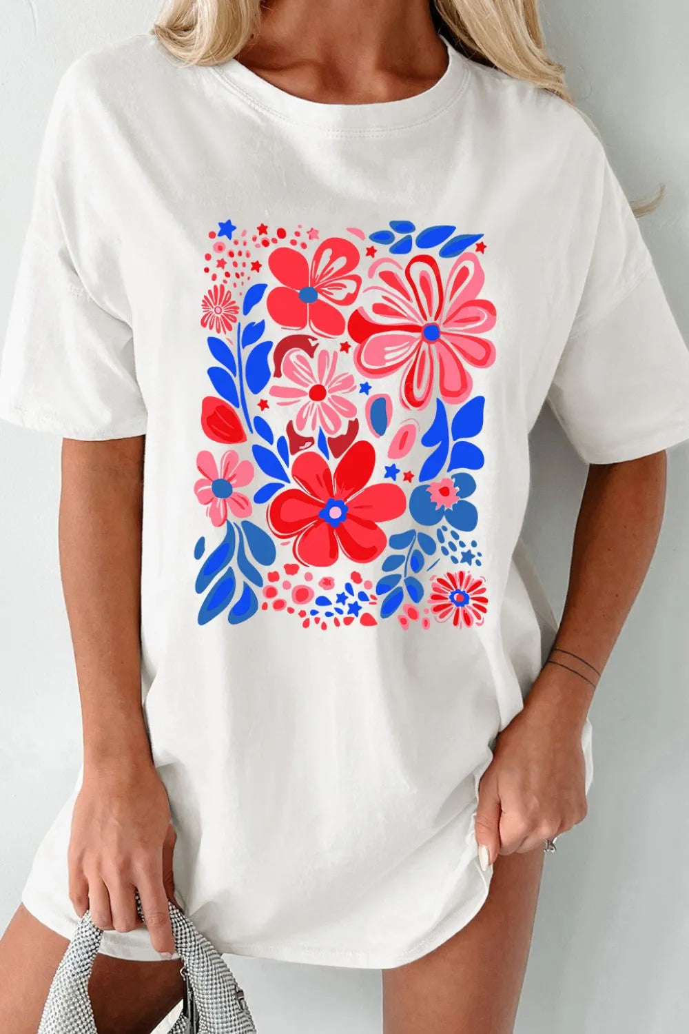 Flower Graphic Round Neck Short Sleeve T-Shirt – Trendsi | ClozArt
